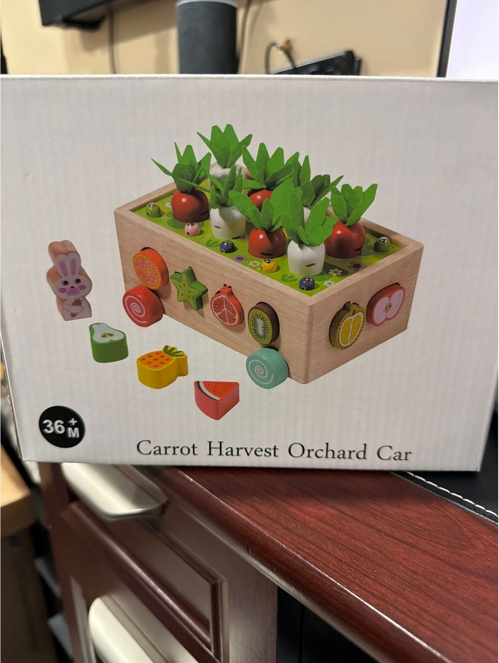 Wooden Carrot Harvest Orchard Activity Car & Shape Sorter, 36+ Months